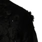 Black Floral Applique Sheer Short Sleeve Shirt