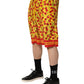 Yellow Red Cherry Print Silk Bermuda Shorts