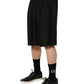 Black Silk Drawstring Men Bermuda Shorts
