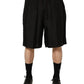 Black Silk Drawstring Men Bermuda Shorts