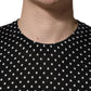 Black Polka Dot Crew Neck Pullover Sweater