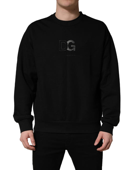 Black Cotton DG Men CrewNeck Pullover Sweater