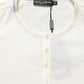 White Long Sleeves Henley Pullover Sweater