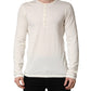 White Long Sleeves Henley Pullover Sweater