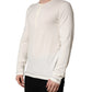 White Long Sleeves Henley Pullover Sweater