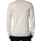 White Long Sleeves Henley Pullover Sweater