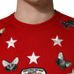 Multicolor Wool Butterfly Star Men Crew Neck Sweater