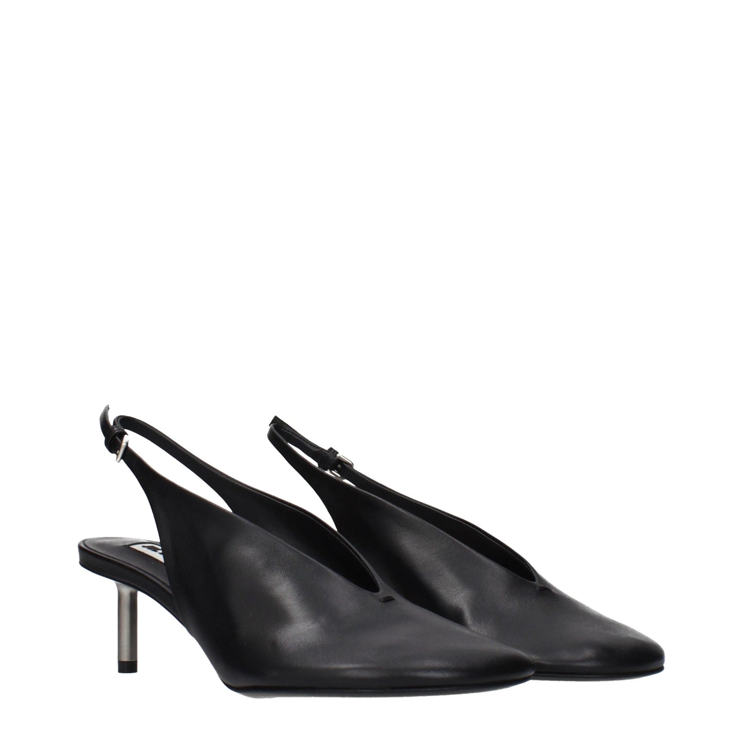 Black Leather High Heel Pumps