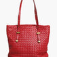 Red Intrecciato Leather Tote Bag