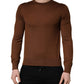Brown Cashmere Men Crew Neck Pullover Sweater