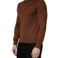 Brown Cashmere Men Crew Neck Pullover Sweater