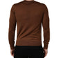 Brown Cashmere Men Crew Neck Pullover Sweater