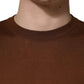 Brown Cashmere Men Crew Neck Pullover Sweater