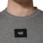 Gray Cotton Logo Appliqué CrewNeck T-shirt