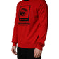 Red Eye Print Crew Neck Pullover Sweater