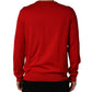 Red Eye Print Crew Neck Pullover Sweater