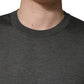 Gray Long Sleeves Crew Neck Pullover Sweater