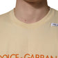 Yellow Logo Print Cotton Crew Neck T-shirt