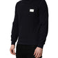 Black Logo Plaque Jersey Sweatshirt Cotton Sweater