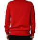 Red Eye Print Crew Neck Pullover Sweater
