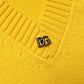 Wool Knitted V-Neck Pullover Yellow