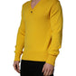 Wool Knitted V-Neck Pullover Yellow