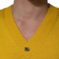 Wool Knitted V-Neck Pullover Yellow