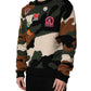 Multicolor Intarsia Knit Camouflage Pullover Sweater