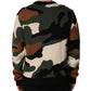 Multicolor Intarsia Knit Camouflage Pullover Sweater