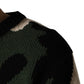 Multicolor Intarsia Knit Camouflage Pullover Sweater
