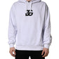 White Logo Print Cotton Hooded Sweatshirt Sweater