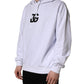 White Logo Print Cotton Hooded Sweatshirt Sweater