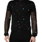 Black Crystal Embellished TurtleNeck Sweater