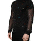 Black Crystal Embellished TurtleNeck Sweater