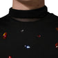 Black Crystal Embellished TurtleNeck Sweater