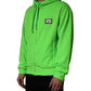 Green FullZip Fleece HoodedSweatshirt Sweater