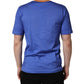 Blue Pasta Graphic Print Cotton Men Crewneck T-shirt