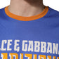 Blue Pasta Graphic Print Cotton Men Crewneck T-shirt