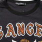 Black Angel Print Cotton Crew Neck T-shirt