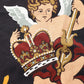Black Angel Print Cotton Crew Neck T-shirt