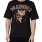 Black Angel Print Cotton Crew Neck T-shirt