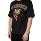 Black Angel Print Cotton Crew Neck T-shirt