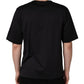 Black Angel Print Cotton Crew Neck T-shirt