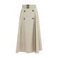 Beige Cotton Midi Skirt