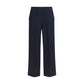 Blue Polyester Casual Pants