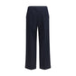 Blue Polyester Casual Pants