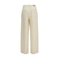 Beige Viscose Casual Pants