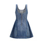 Blue Cotton Casual Dress