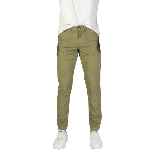 Green Cotton Casual Pants