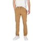Beige Cotton Skinny Pants